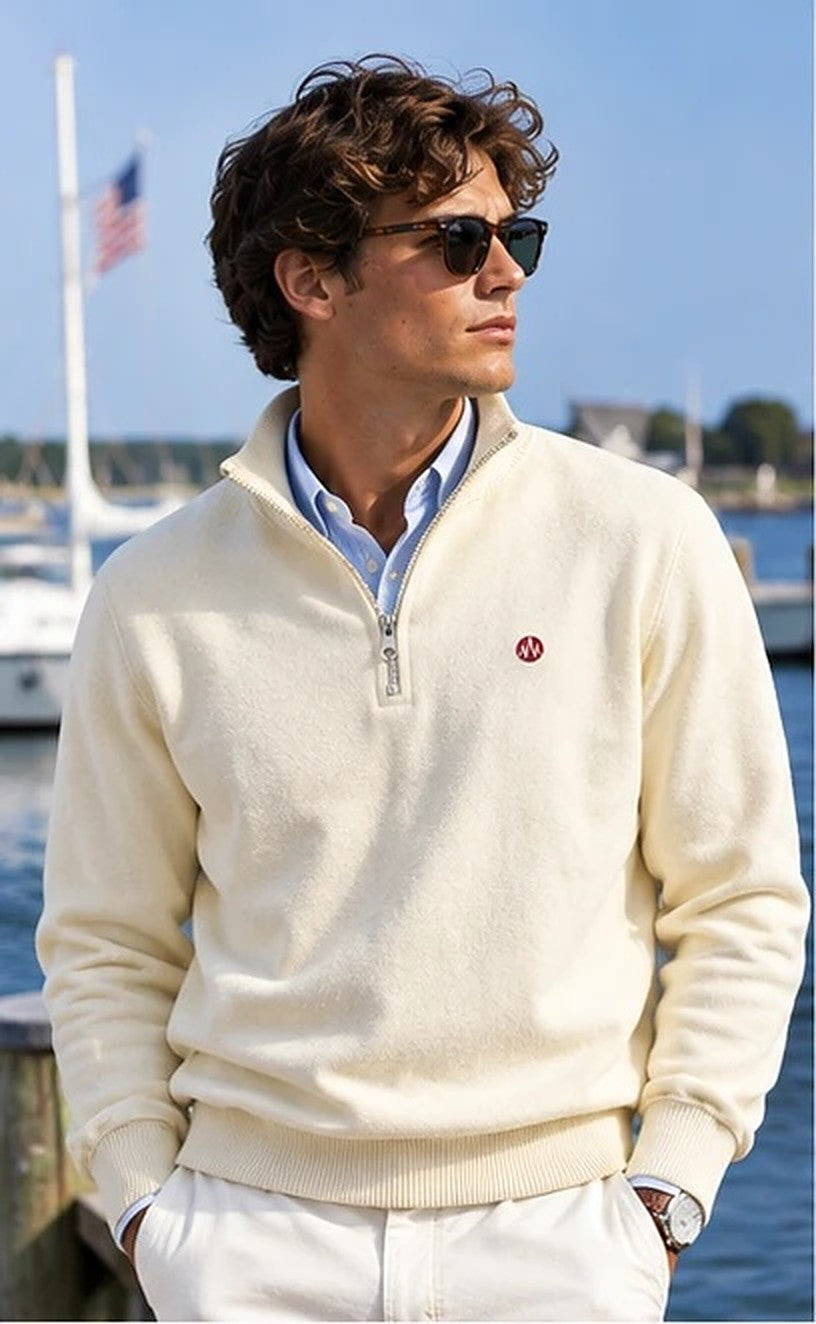 KYOTO QUARTER ZIP beige de frente