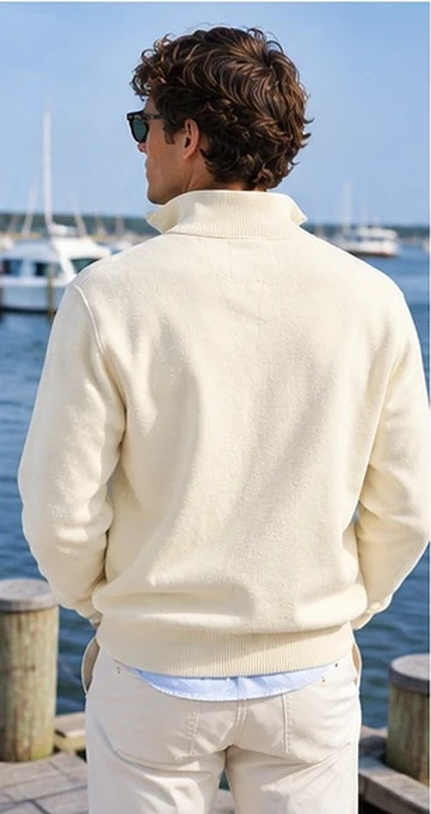 KYOTO QUARTER ZIP beige de espaldas