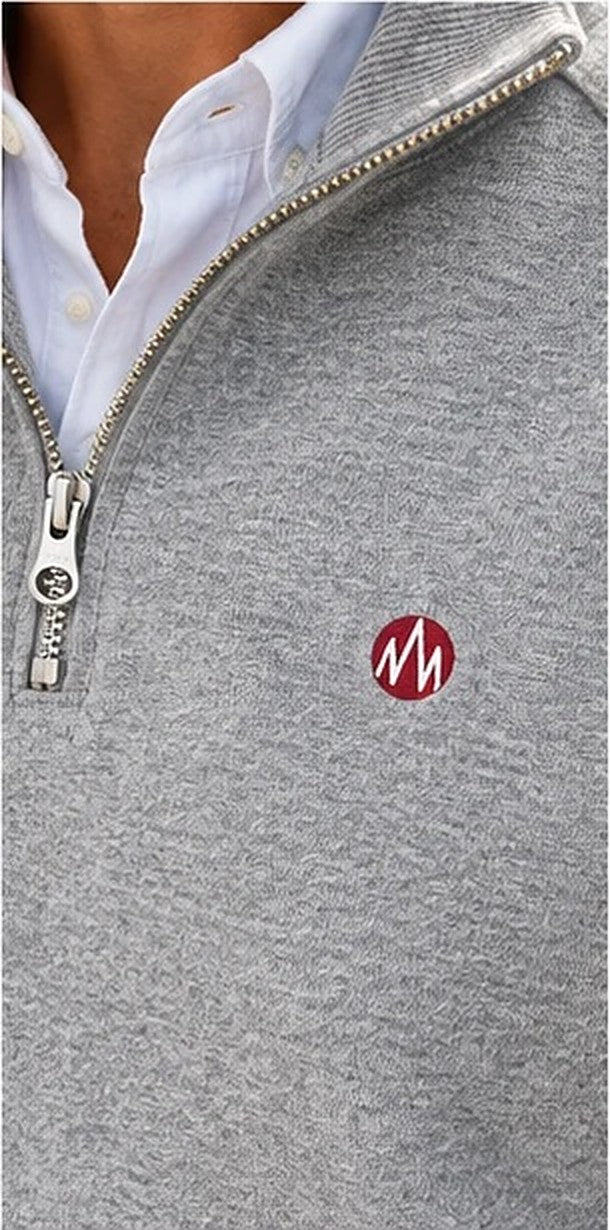 KYOTO QUARTER ZIP gris detalle de la cremallera y el emblema