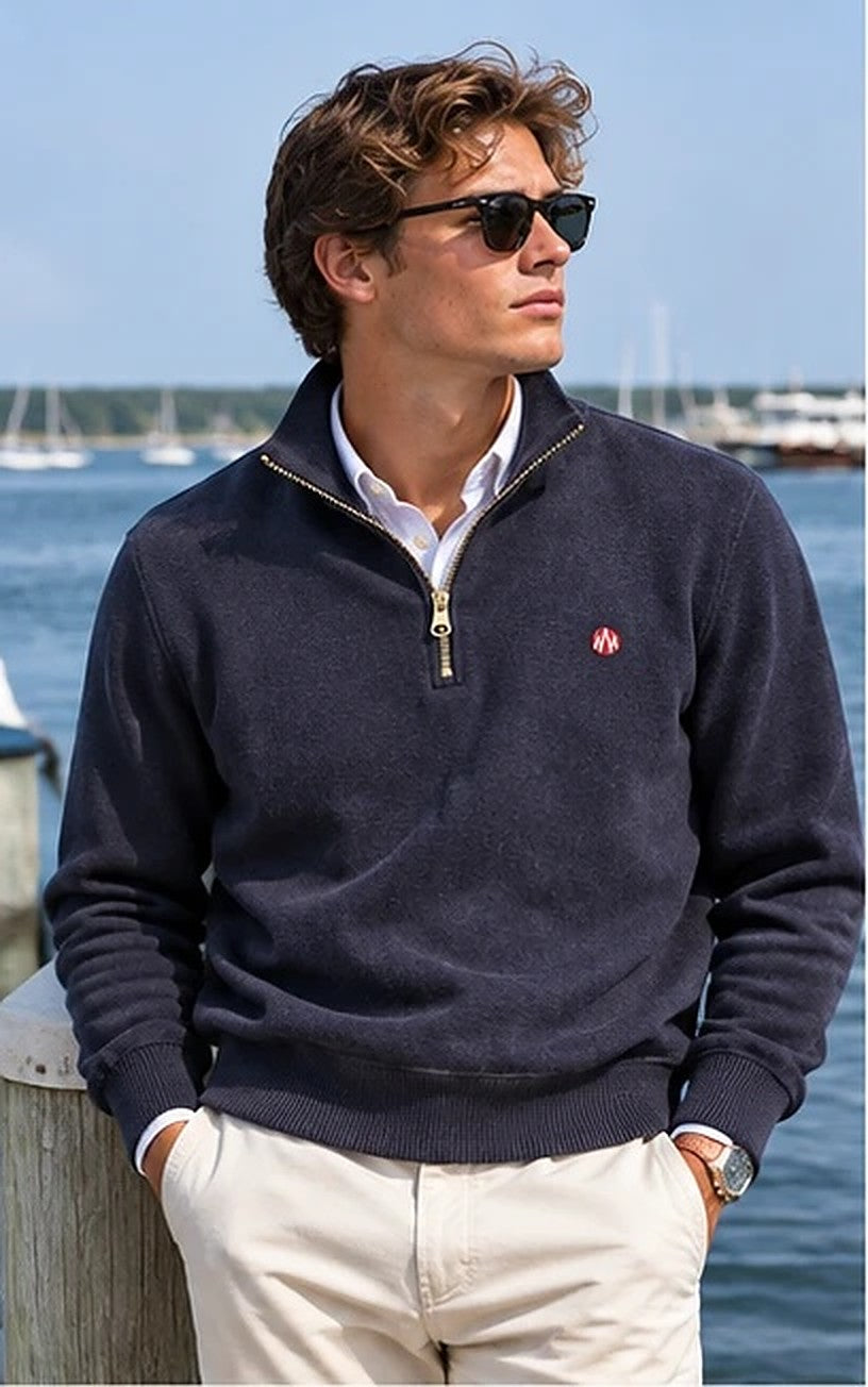 KYOTO QUARTER ZIP navy de frente